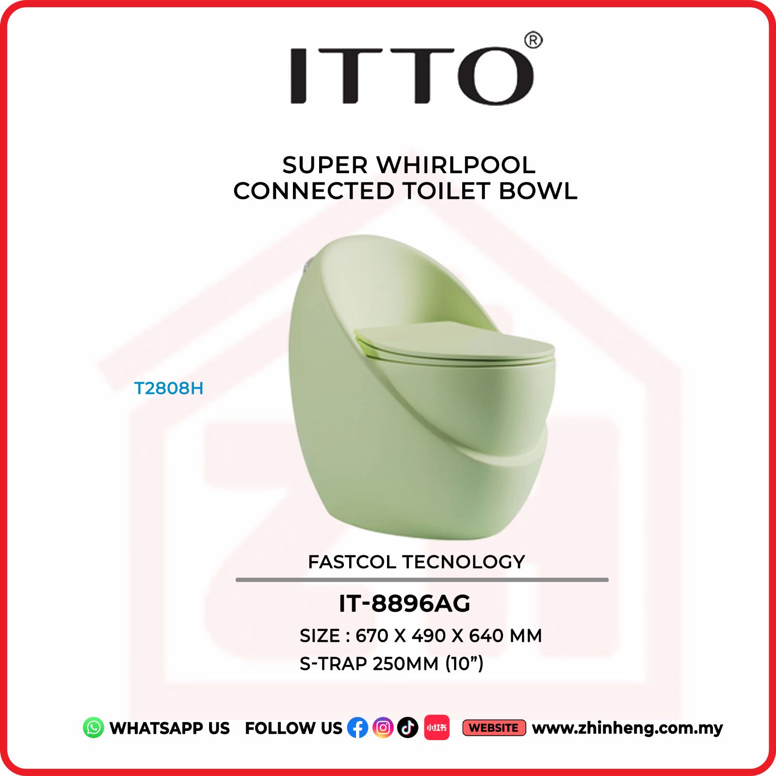 ITTO SUPER WHIRLPOOL CONNECTED TOILET BOWL IT-8896AG