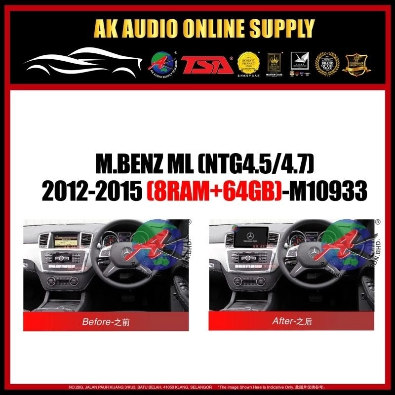 Mercedes-Benz ML 2012 -2015 [ 8RAM + 64GB ] 9'' inch IPS + 4G + Carplay + 8 Core Android Player - M10933