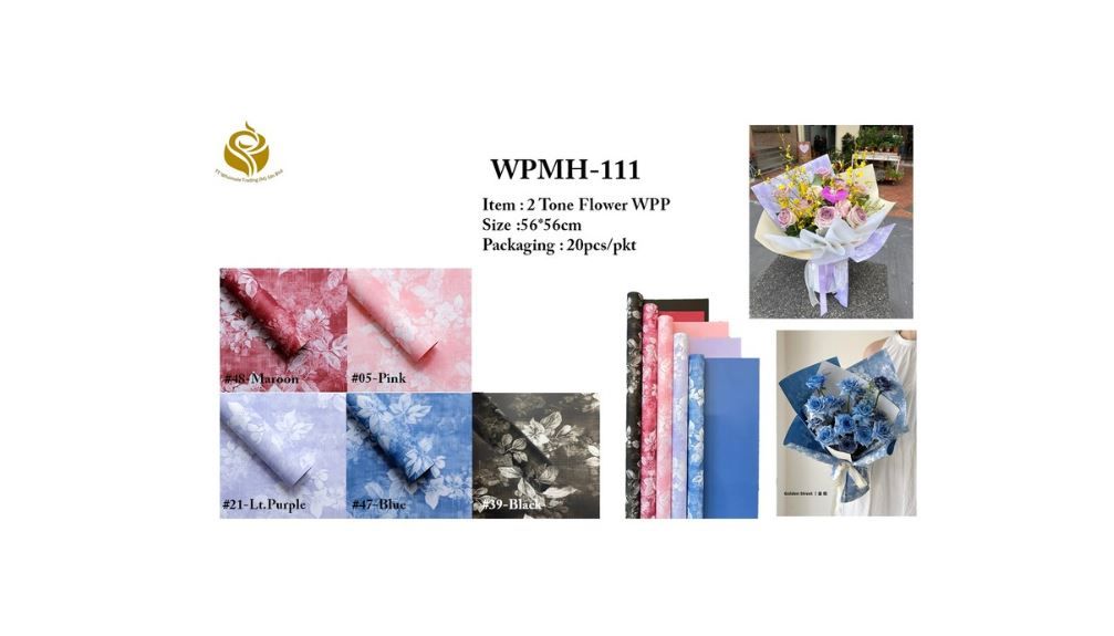 Premium 2-Tone Floral Wrapping Paper /  Two-Tone Flower Gift Wrap – Elegant & Stylish Wrapping Paper (WPMH-111)