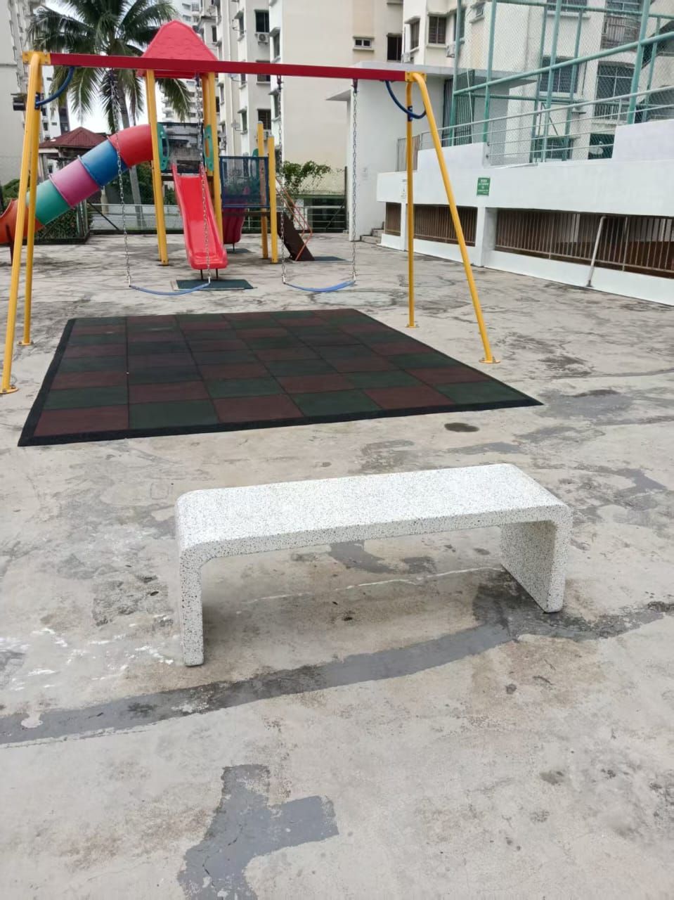 N Shape Terrazzo Concrete Stone Bench | Heavy Duty Outdoor Concrete Bench | Park, Playground & Landscape Bench Malaysia | Penang, KL,Selangor,Puchong, Shah Alam, Kulim, Sungai petani,Ipoh, Taiping, Tapah