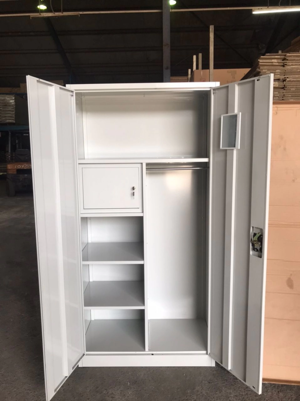 Heavy Duty Steel Clothing Cabinet Locker With Lock For Passport ,Visa , Phone  ,With Mirror  | Hostel Furniture Supplier | Kl | Penang | Ipoh Perak | Pahang | Johor