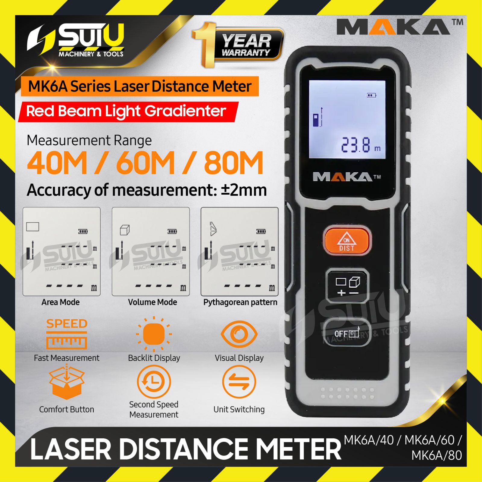 MAKA MK6A 40M / 60M / 80M Laser Distance Meter