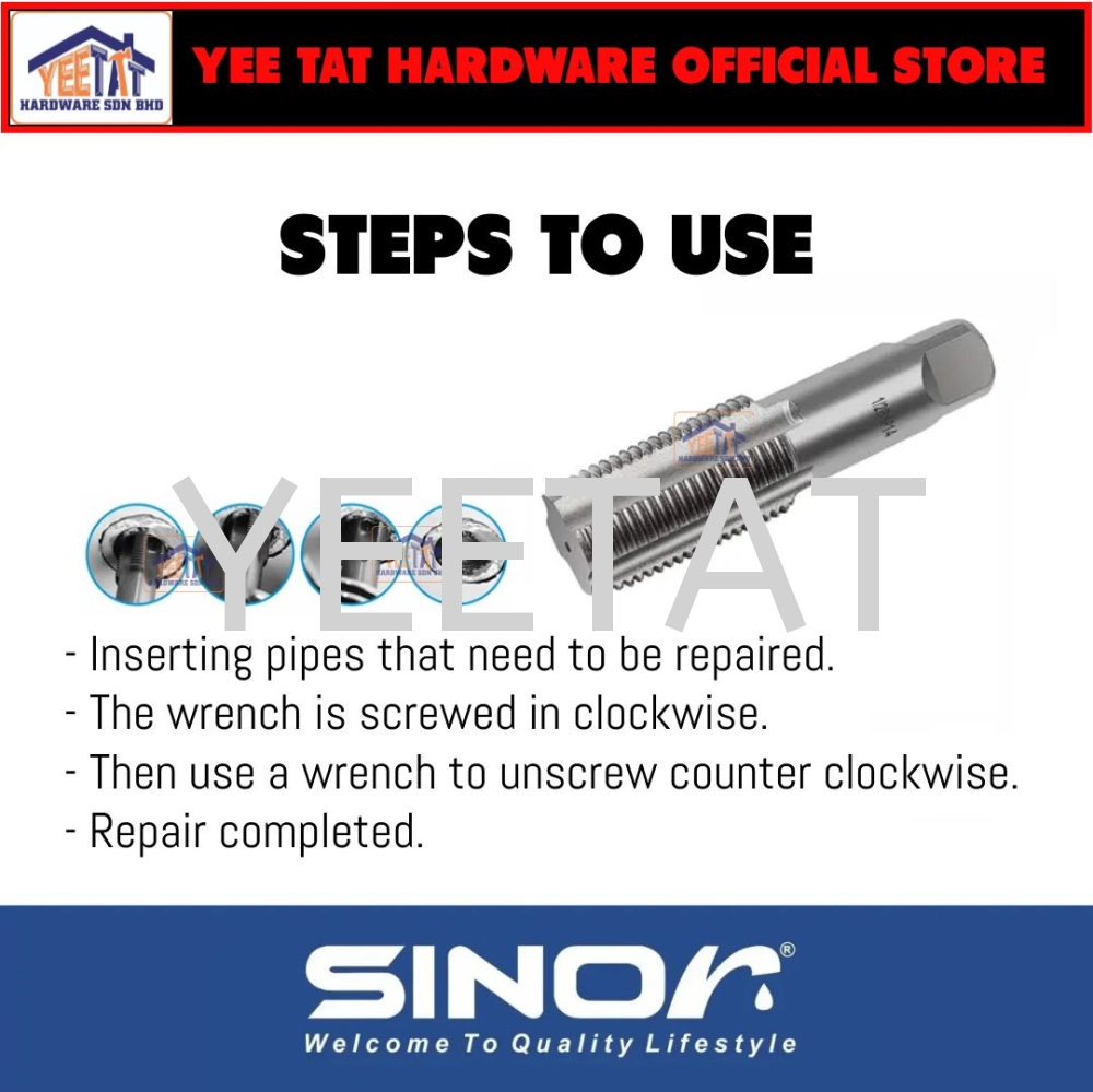 [ SINOR ] PBT-52-12 REPAIRING HAND TAP 12MM (1/2") THREAD REPAIR