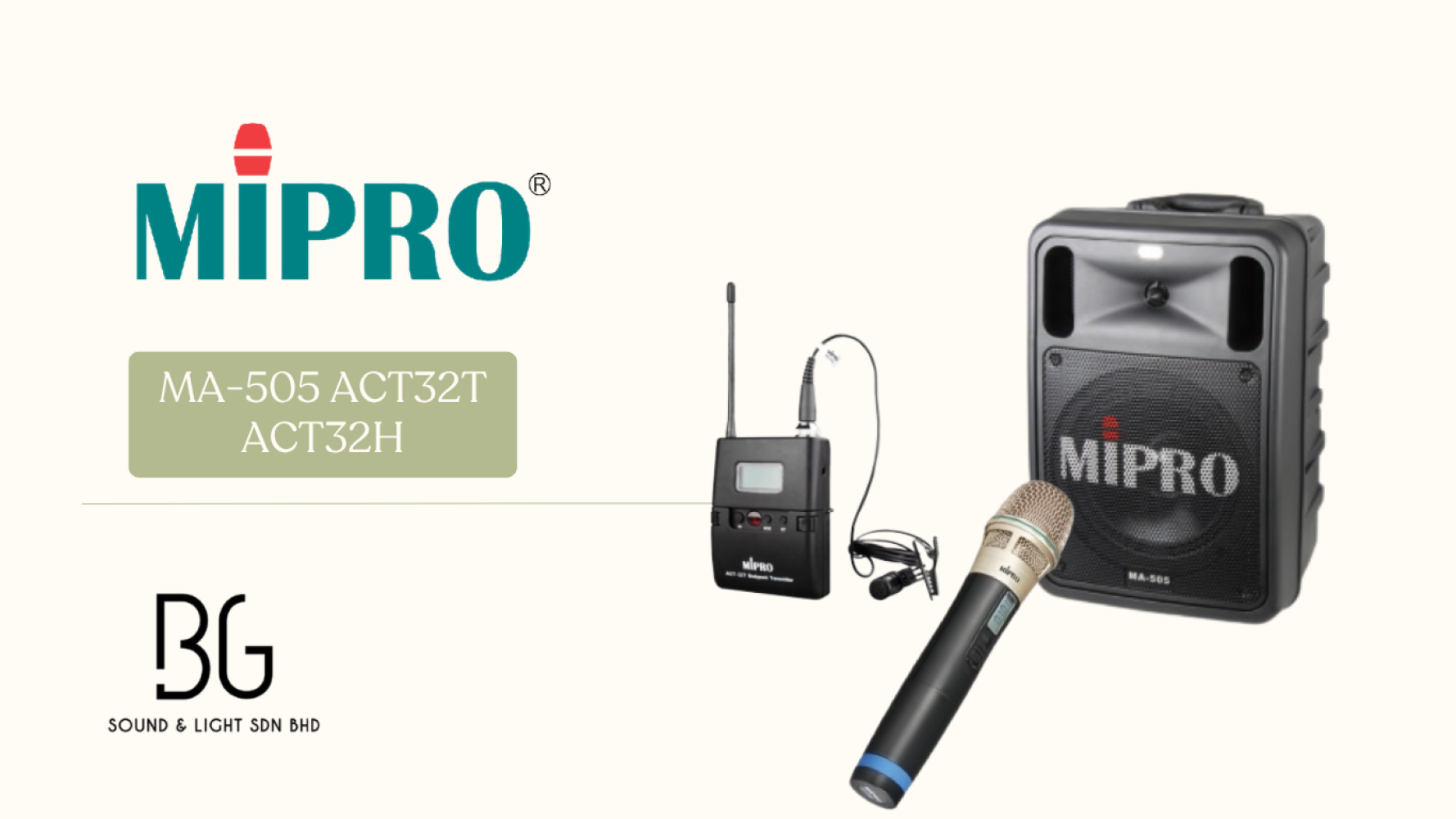 MIPRO MA-505 Portable PA System with ACT-32H Handheld & ACT-32T Bodypack Wireless Microphones – High Power UHF Speaker for Training, Events & Outdoor