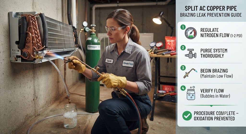 HVAC brazing split AC service and installation