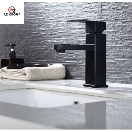 Stainless Steel 304 Black Tap Pillar Mounted Bathroom Square and Round Faucet for Basin and Sink