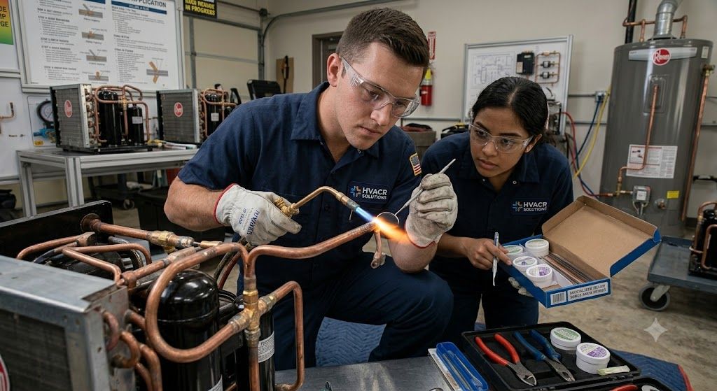 HVAC copper pipe brazing process