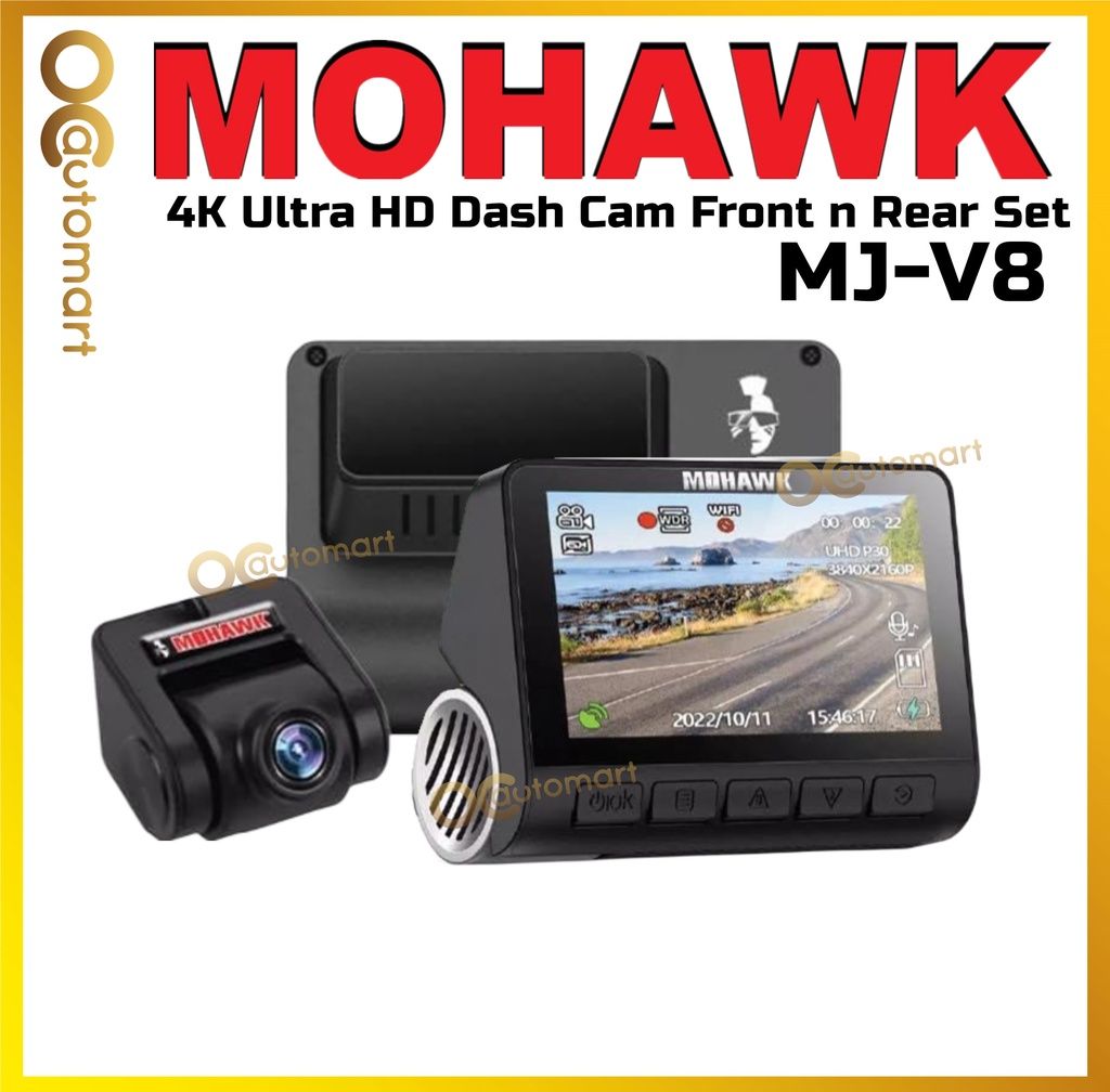 Mohawk 4K Ultra HD Car DVR MJ-V8 Front n Rear Car Cam Recorder Dual vision Mohawk Dash Cam