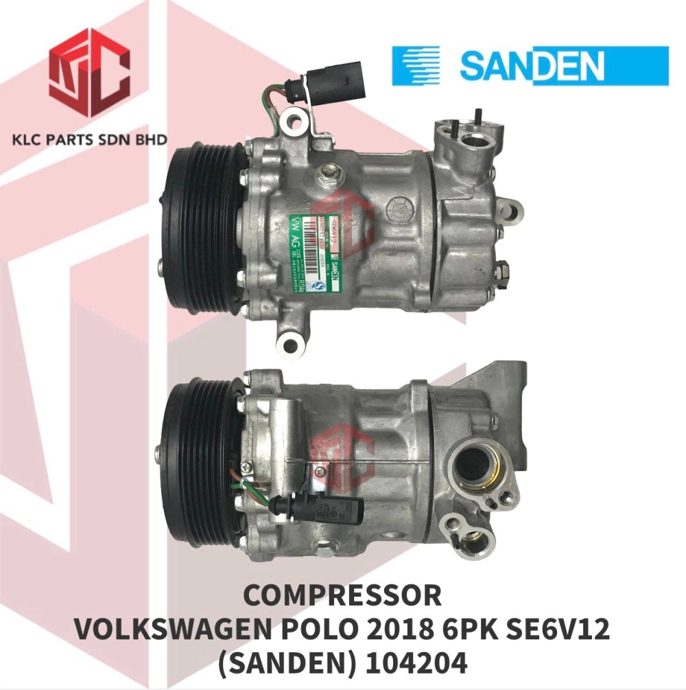 COMPRESSOR VOLKSWAGEN POLO 2018 6PK SE6V12 (SANDEN) 104204 / 1948 / 6V12-104204