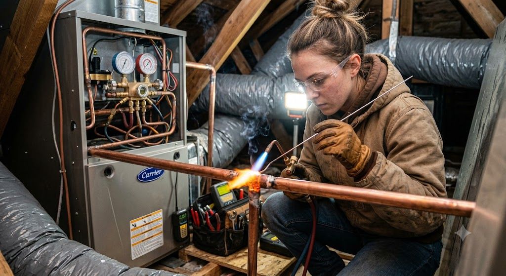 oxy acetylene brazing copper pipes HVAC
