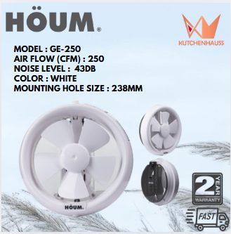 HOUM GE Series Glass Mounted Ventilation Fan GE-250 / KUTCHENHAUSS