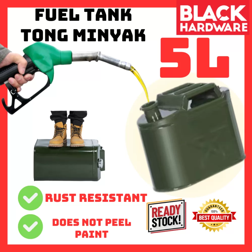 Black Hardware Fuel Tank Oil Tank Petrol Container Gasoline Tank Tong Minyak Petrol Spare Betol Minyak Pertol Tong Air C