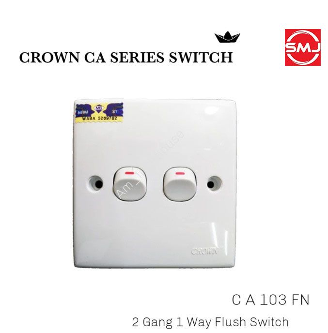 Crown CA103FN 2 Gang 1 Way Flush Switch