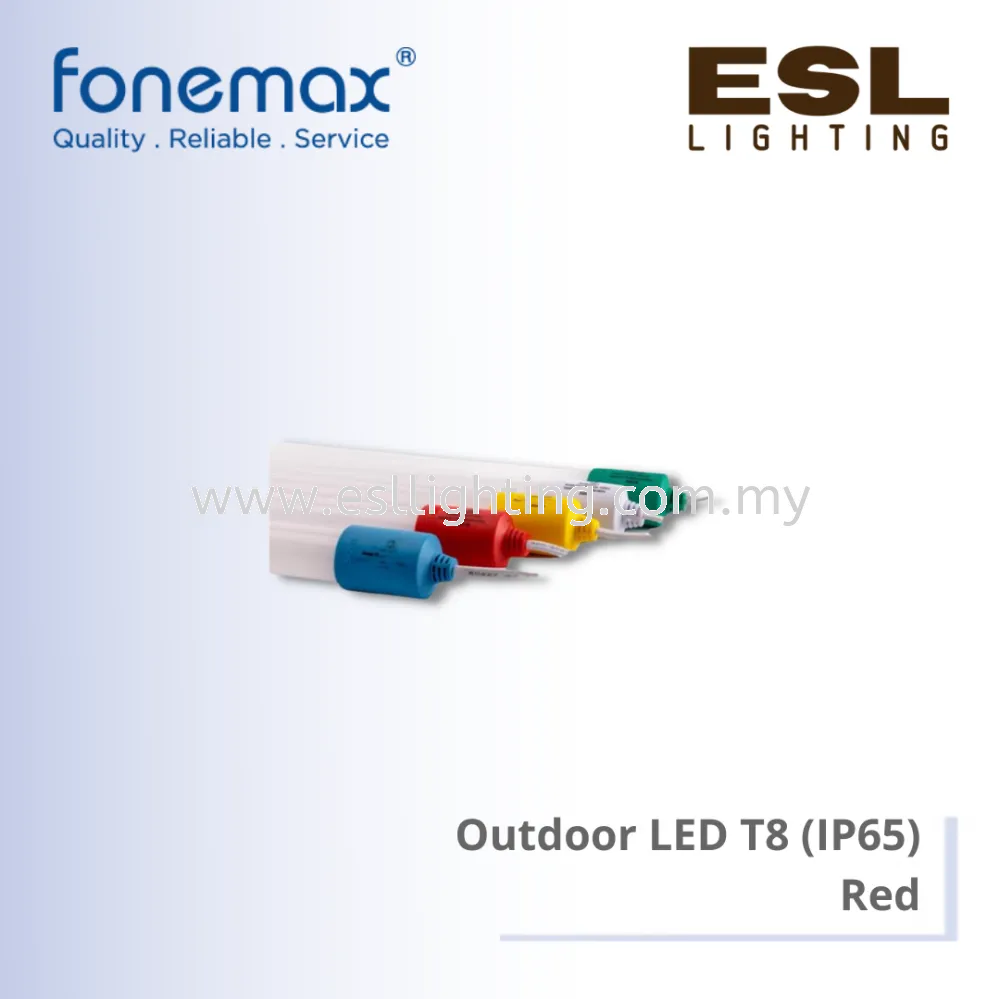 FONEMAX Outdoor LED T8 (IP65) Red 20W - T8-20W-1.2m-W/P