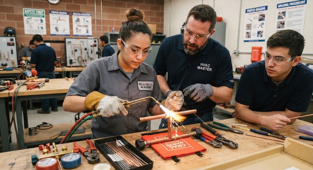 copper tubing HVAC brazing hands-on training