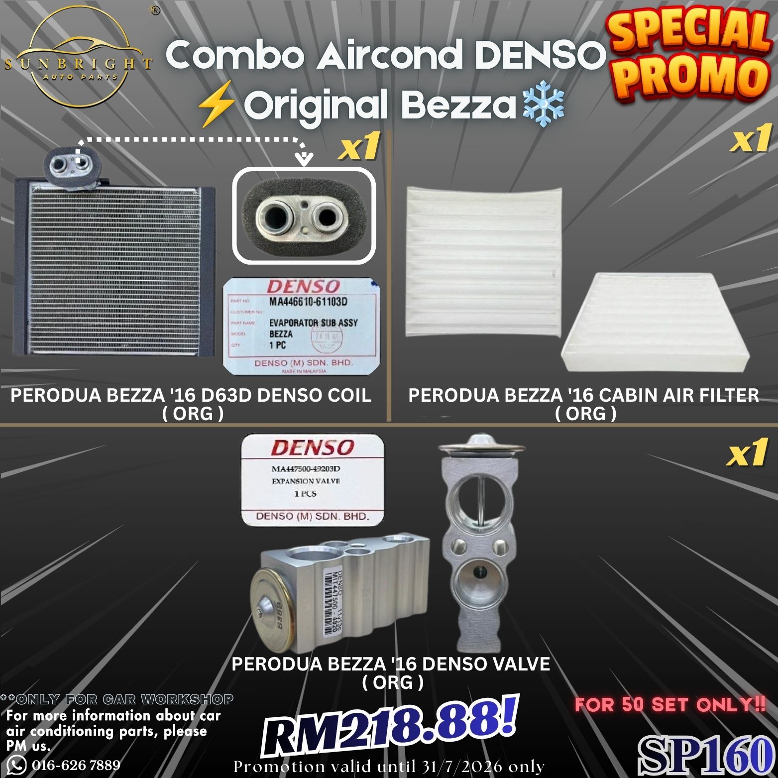 SP160 - ⚡❄️ Combo Aircond DENSO Original Bezza