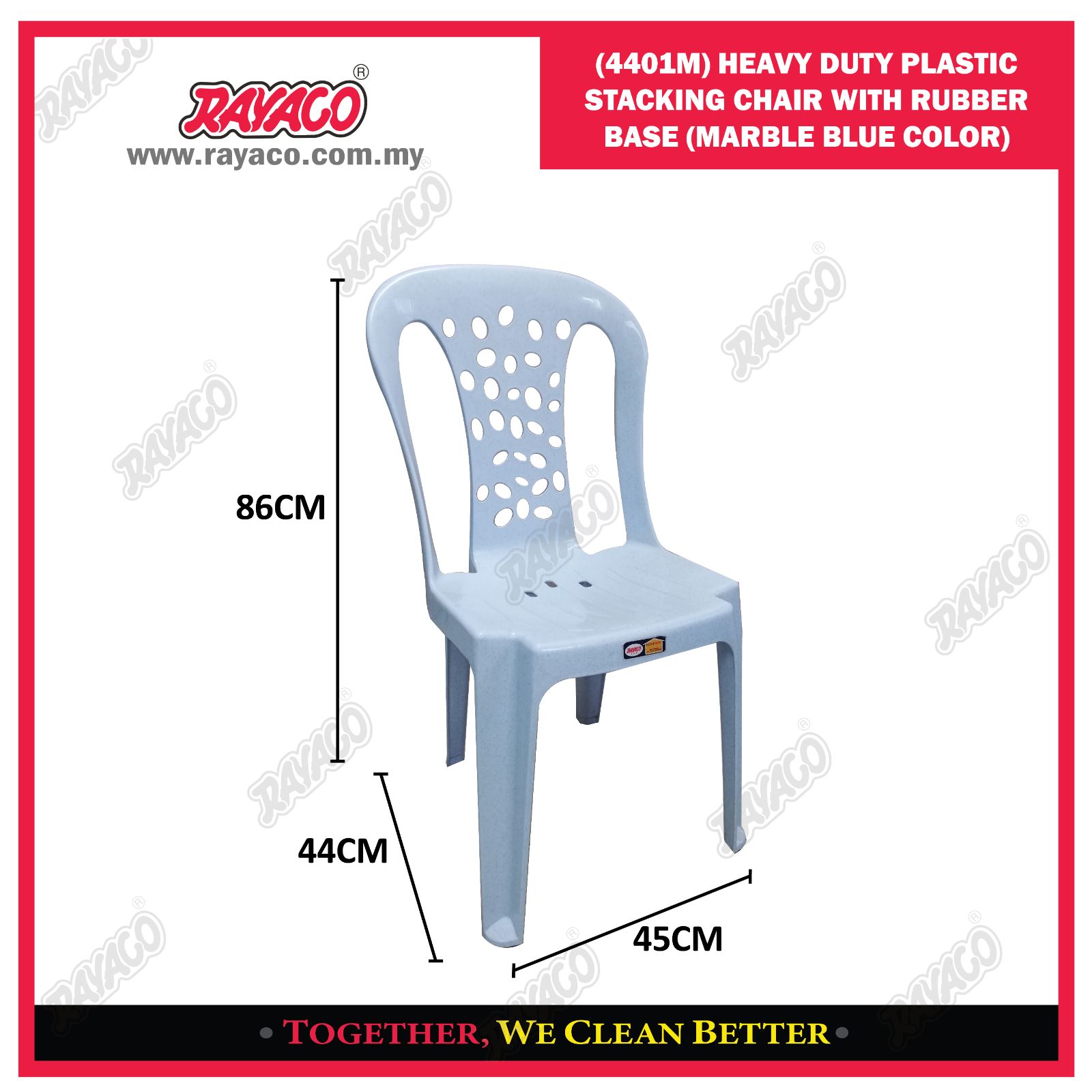 (4401M) HEAVY-DUTY PLASTIC STACKING CHAIR WITH RUBBER BASE