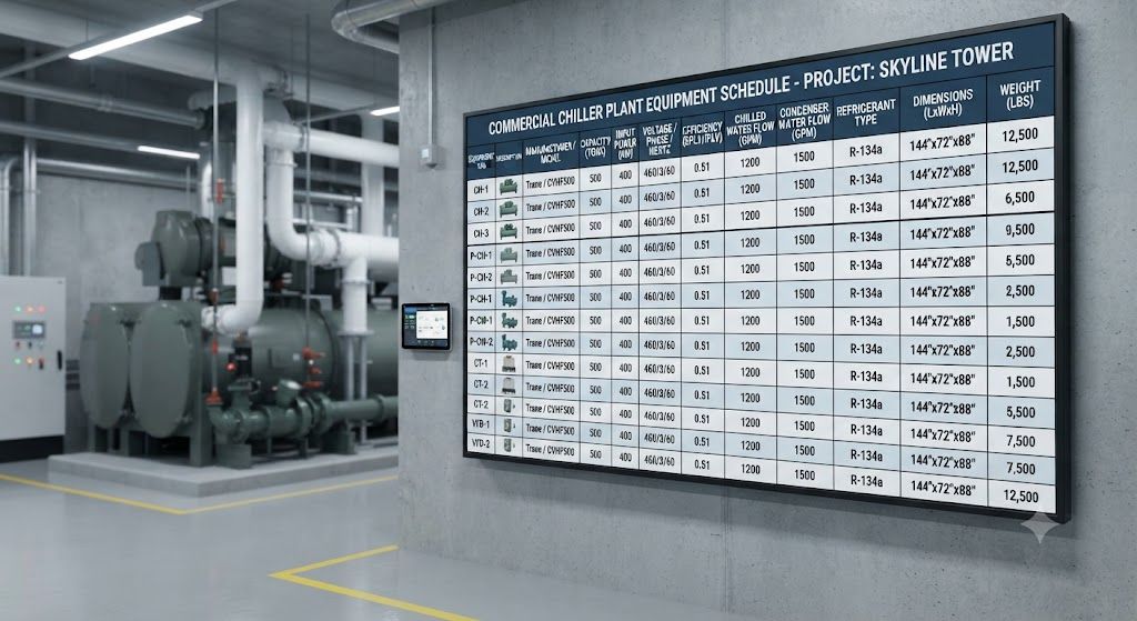 Commercial chiller equipment schedule design