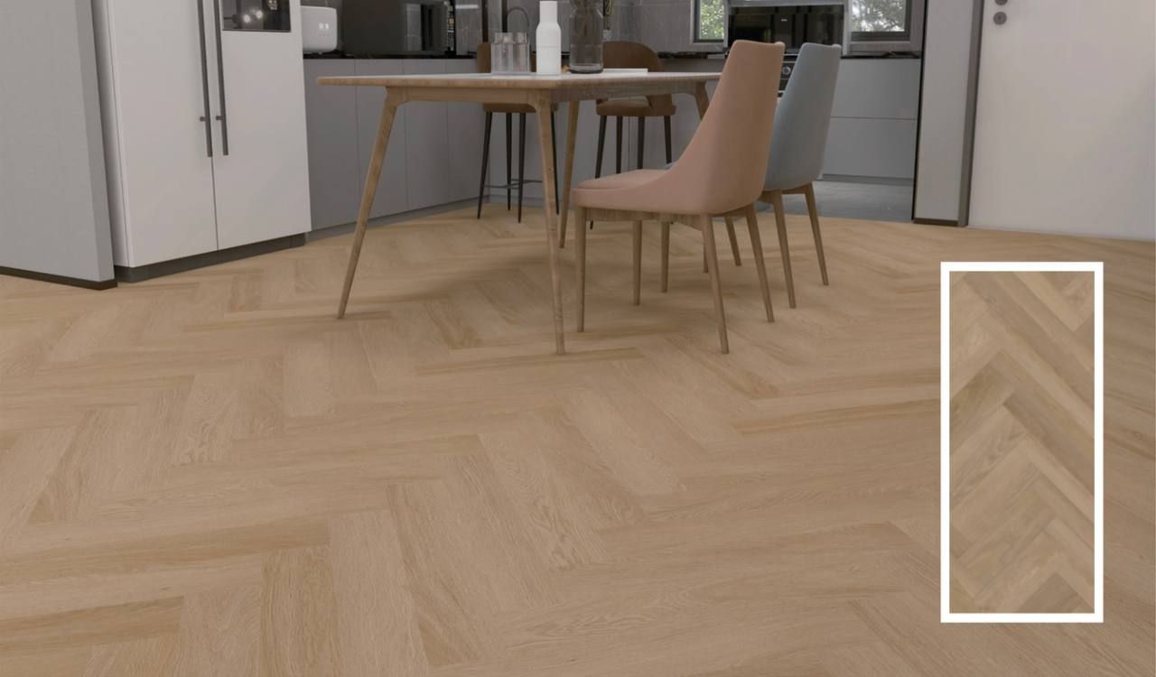 Queens Floor LVT HERRINGBONE Flooring QVH01S-04 Oat Beige