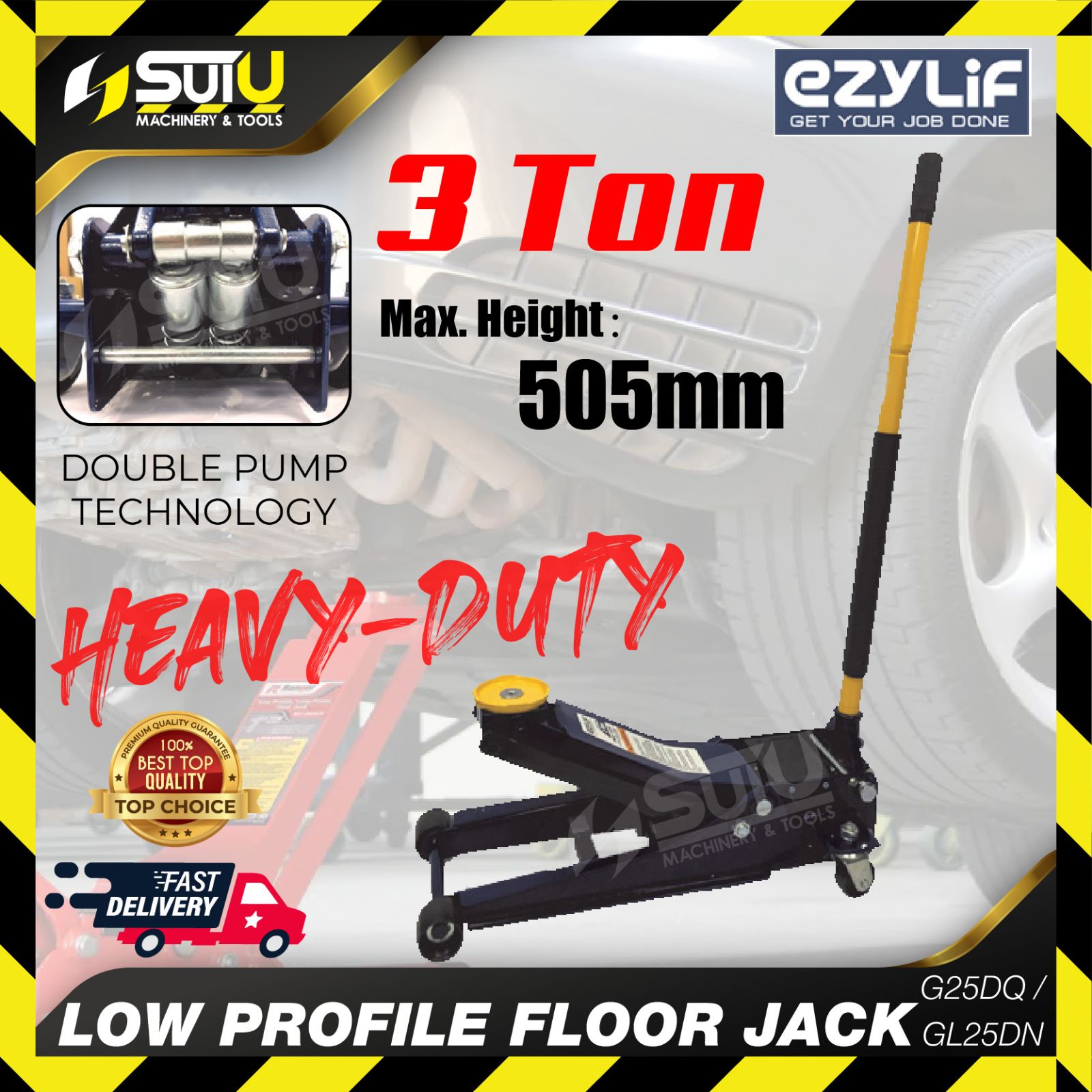 EZYLIF G25DQ /  GL25DQ / GL25DN 3TON Heavy Duty Low Prifile Floor Jack