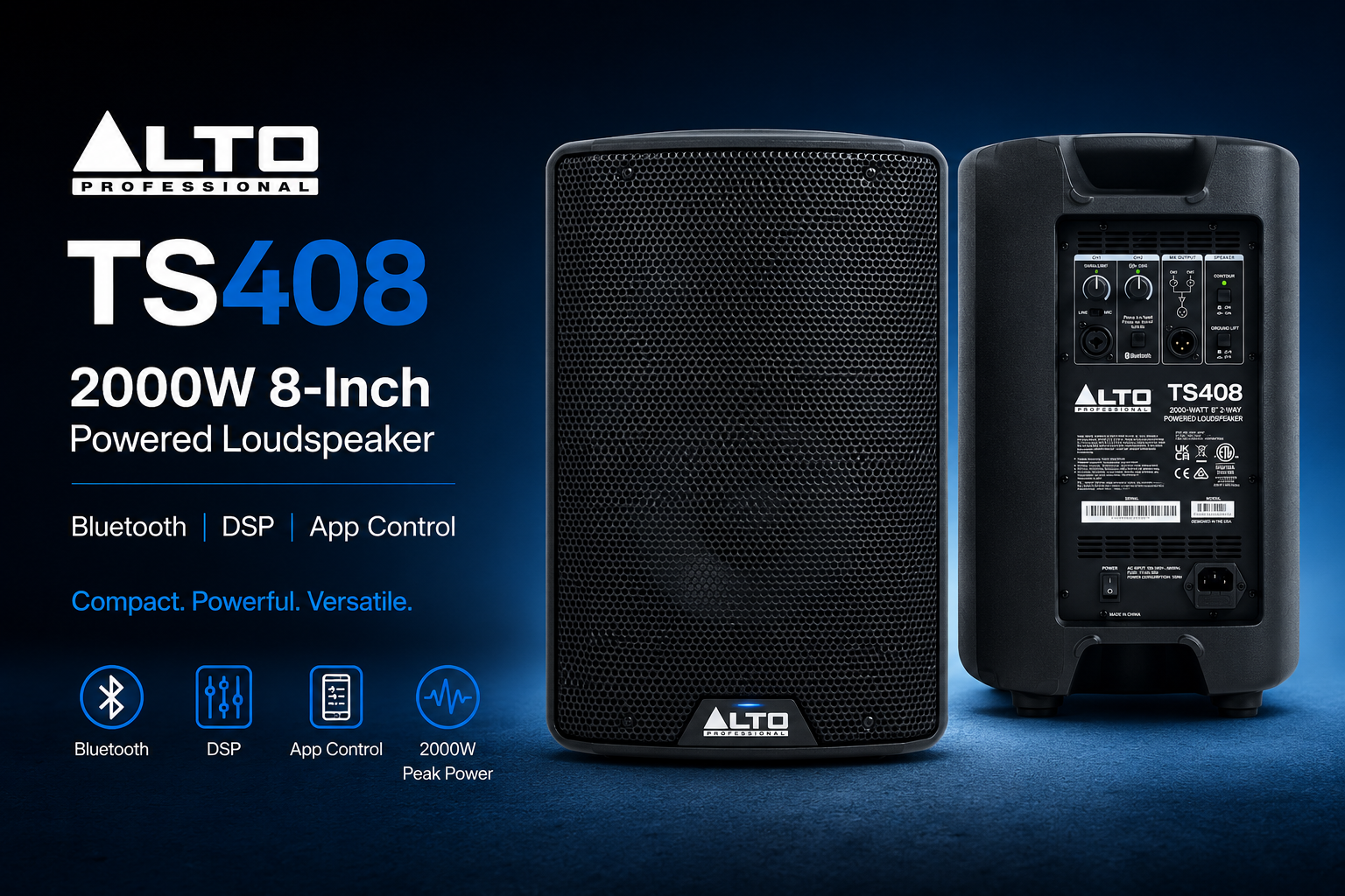 Alto TS408 2000W 8-Inch Powered Loudspeaker with Bluetooth, DSP & App Control – Compact Active PA Speaker