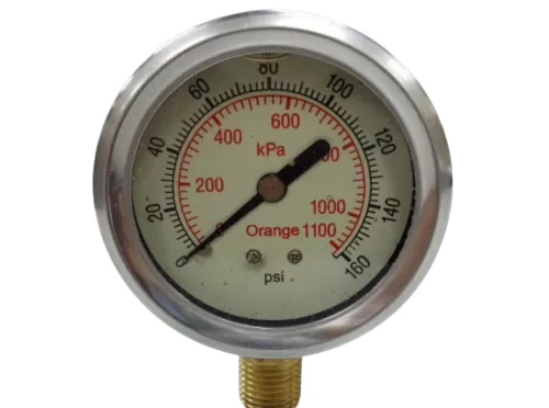 Orange Stainless Steel Pressure Gauge