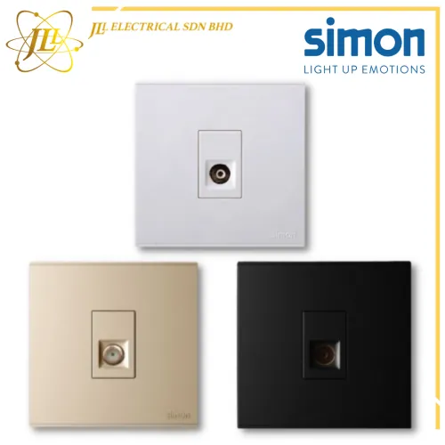 SIMON SWITCH E6 725111 1 GANG TV OUTLET [WHITE/CHAMPAGNE/BLACK]