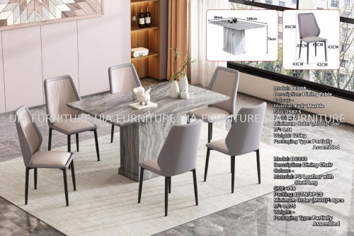 Fully Marble Dining Table PE008 | Dining Chair DC333