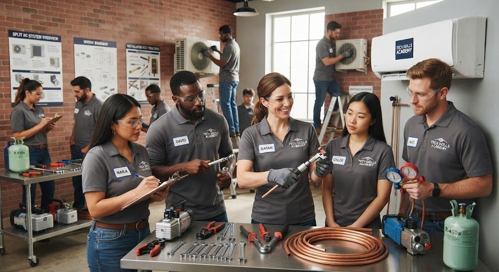 Split air conditioner installation workshop