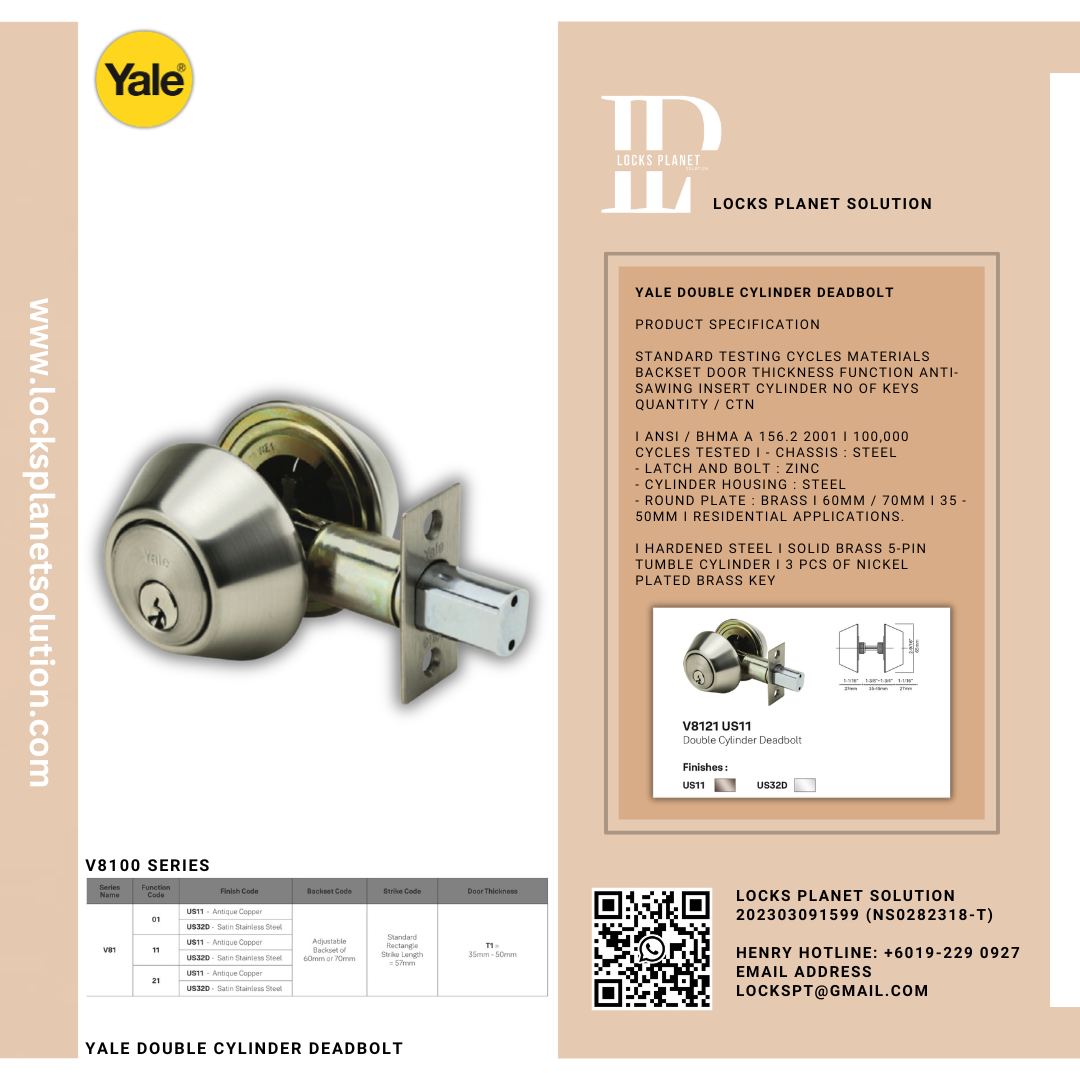YALE DOUBLE CYLINDER DEADBOLT