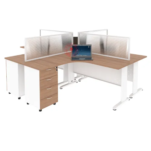 MJ L-Shape Workstation Cluster of 4 / Office Table Workstation / Meja Pejabat Kerja / Meja office