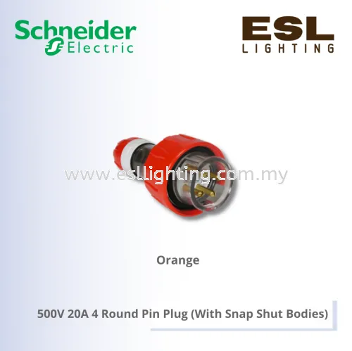 SCHNEIDER S56 Series & 66 Series 500V 20A 4 Round Pin Plug (With Snap Shut Bodies) - S56P420EO_G15