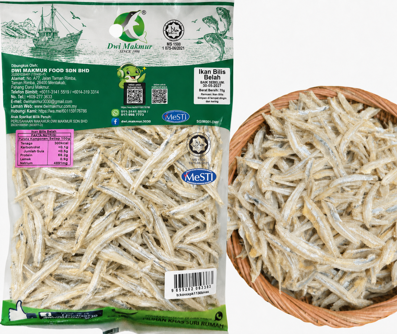 Split Anchovies 70 Grams RM8.40 X 5 Units C.Dwi Makmur