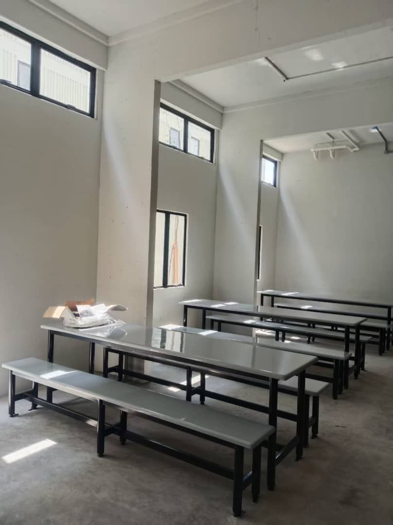 Heavy Duty Fibreglass Canteen Table & Bench Set | FRP Cafeteria Table | Worker Hostel Dining Set | Food Court Table Supplier Malaysia