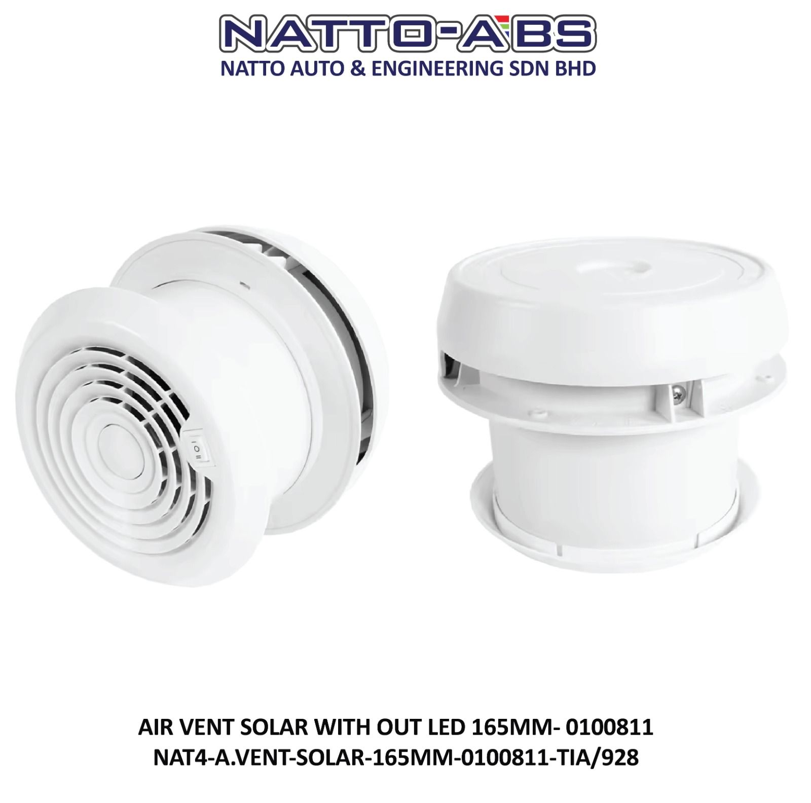 Air Vent Solar Without LED 165mm-0100811