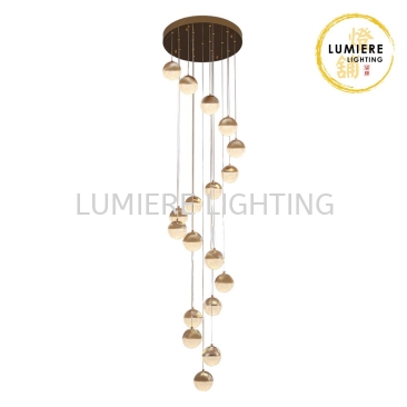 Post Modern Staircase Luxury Gold High Ceiling Pendant Lighting