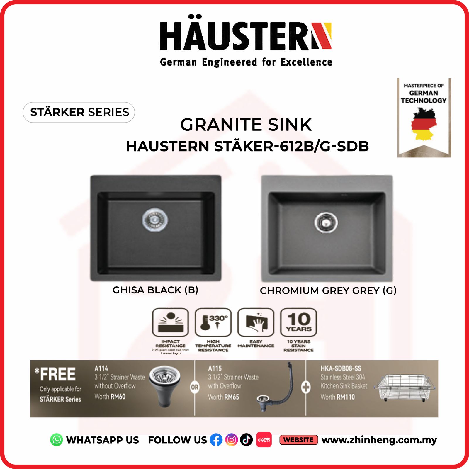 ​​​​​HAUSTERN STARKER KITCHEN SINK HAUSTERN STARKER-612B/G-SDB