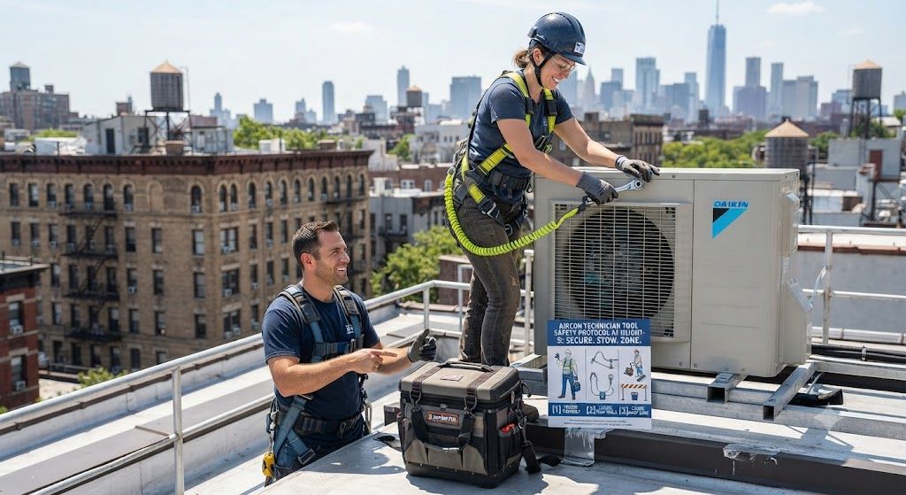 aircon technician safety protocol for tools at height
