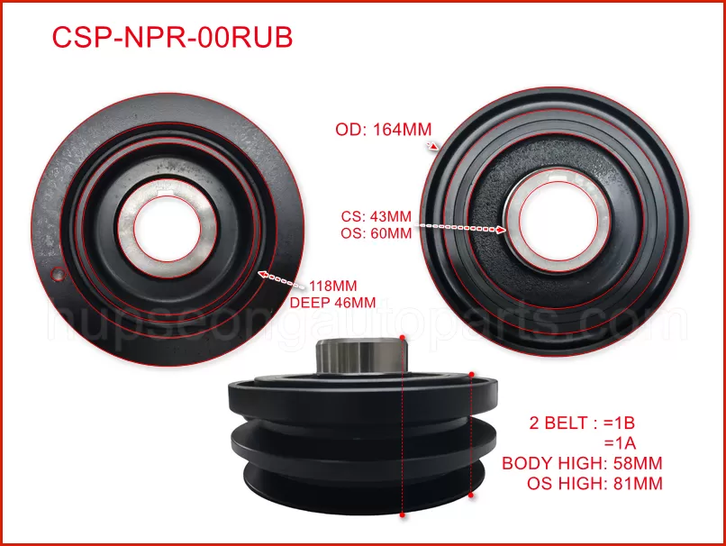 ISUZU 89717-30590 4BE 3.6 CRANKSHAFT PULLEY WITH RUBBER (CSP-NPR-00CHI)