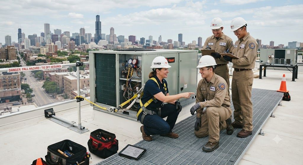 HVAC technician safety training elevated servicing