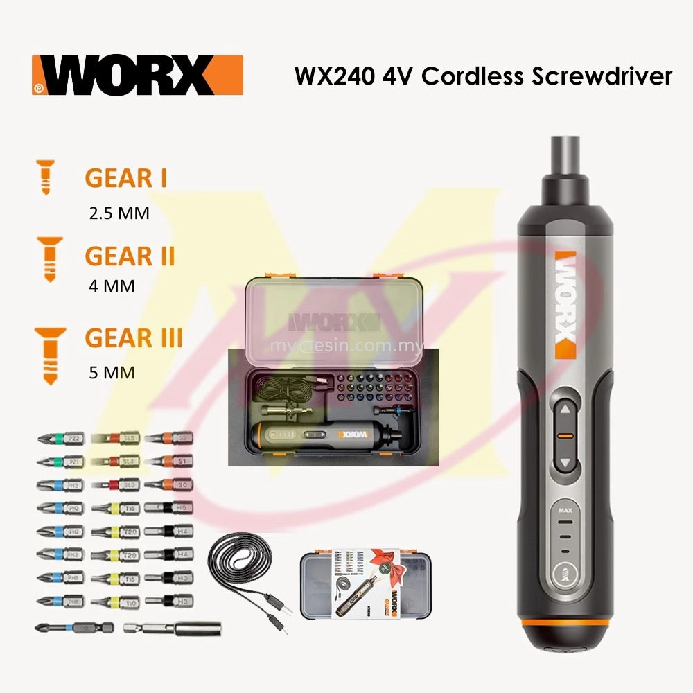 WORX WX240 4V Cordless Screwdriver Mini Home-use Kit With USB Charger