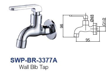 SWP-BR-3377A  Wall Bib Tap - brass