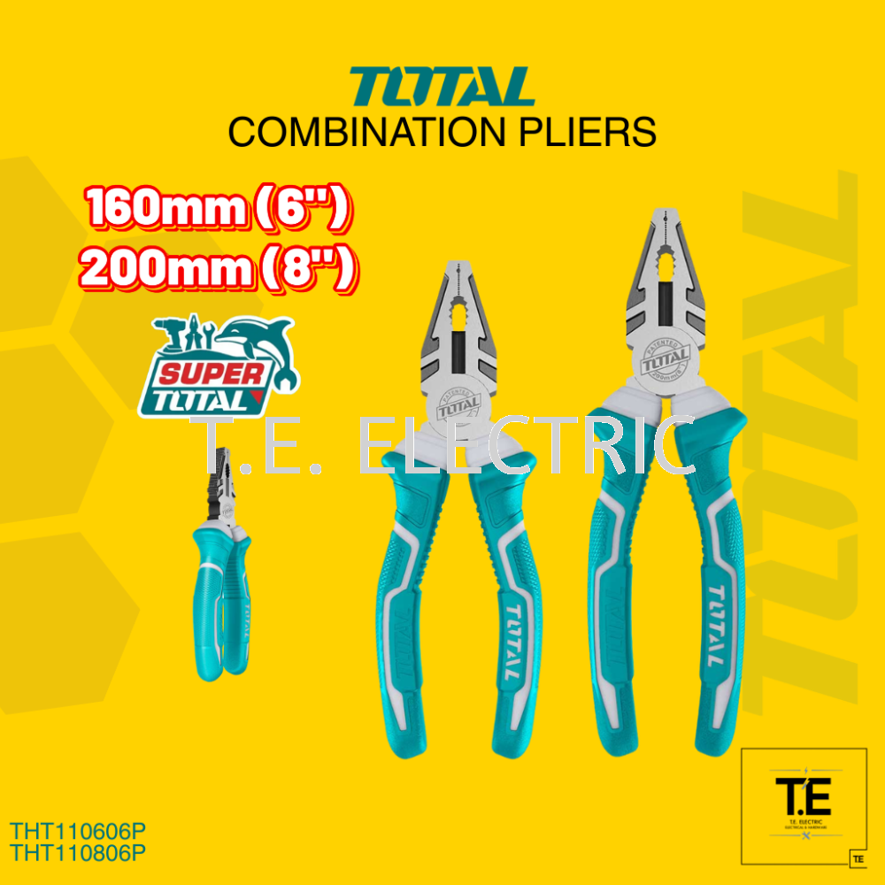 TOTAL Combination Pliers | 180mm (6") | 200mm (8") | THT110606P | THT110806P