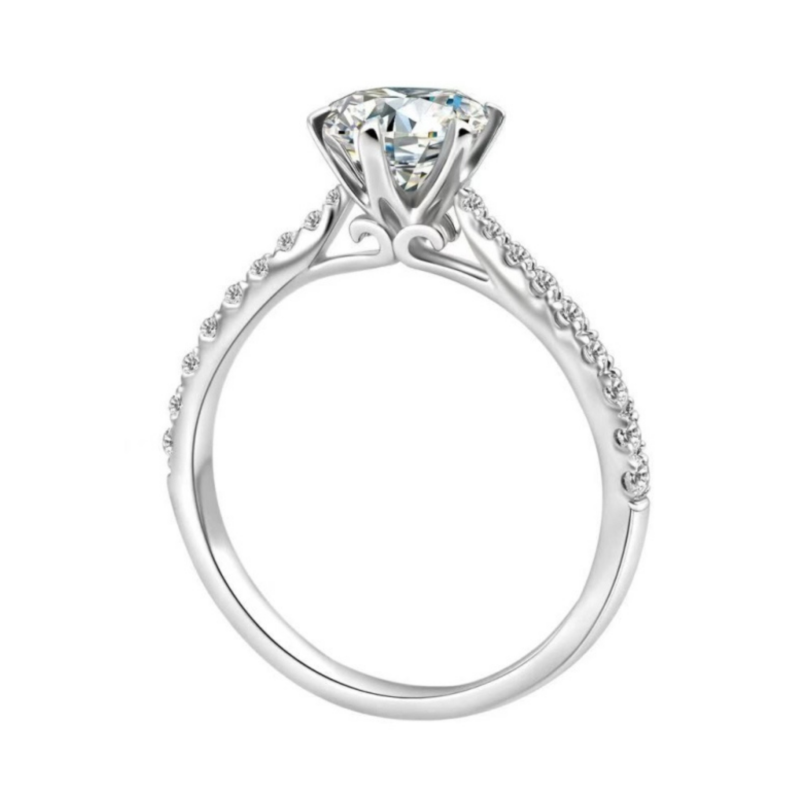 Roman & Co庐 Maravelle Scroll Pav茅 Solitaire Ring