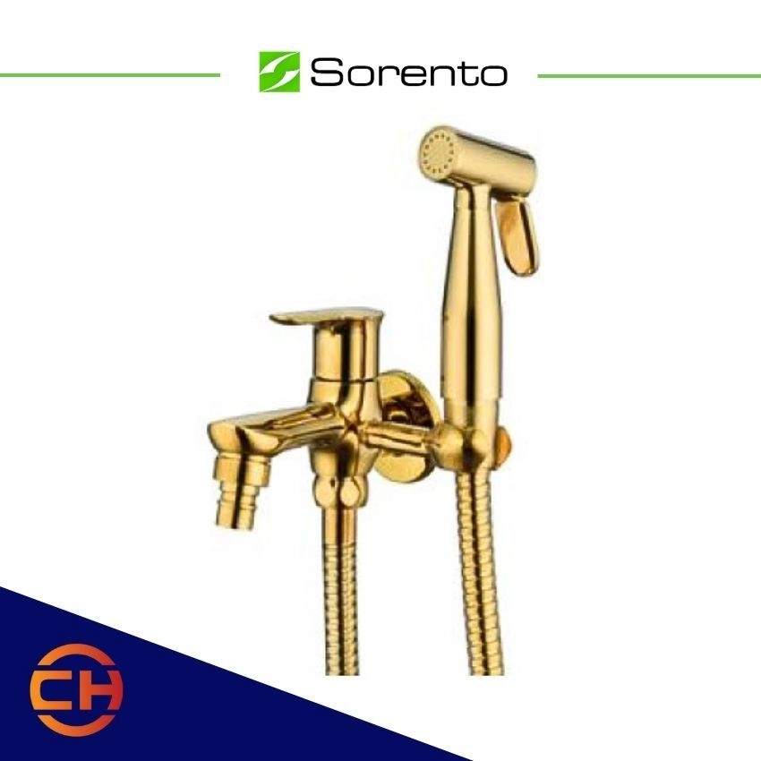 SORENTO BATHROOM FAUCET  SRT105-FRG / SRT104-GY Two Way Tap c/w Hand Bidet & 1.2m Flexible Hose ( Golden Yellow / Rose Gold )