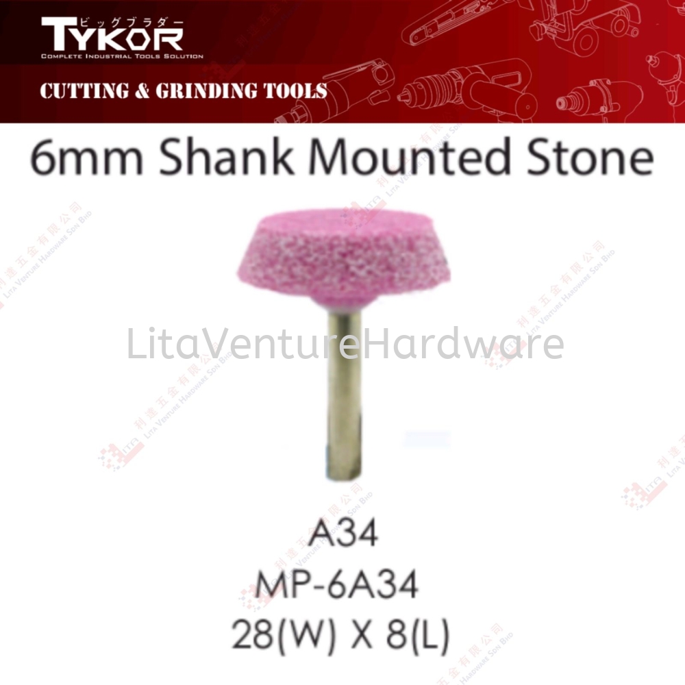 TYKOR BRAND 6MM SHANK MOUNTED STONE - A34 MP6A34 28WX8L