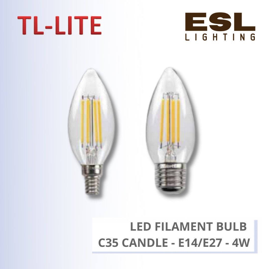 TL-LITE BULB - LED FILAMENT BULB - C35 CANDLE - E14/E27 - 4W
