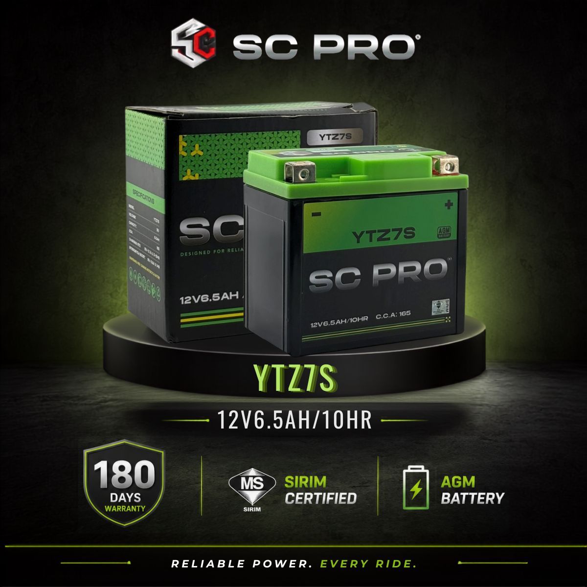 YTZ7S SC PRO - Bateri Vario 125/150/PCX 125/150/Elite /CRF230F/CBR250X/CBR 1000RR/NMAX 155/NVX 155/N-MAX