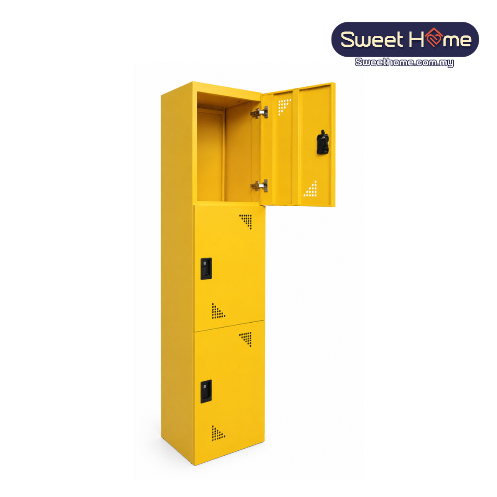 3 Compartment Steel Locker Cabinet with Digital Lock ( Custom ) – Heavy Duty Metal Storage Locker for Office, Gym & School