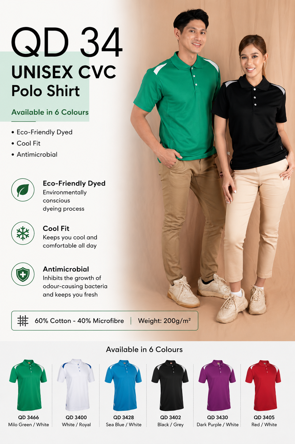 Unisex CVC Polo Shirt - QD34